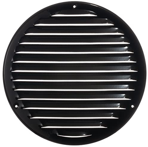 Ø 200mm Nera Rotonda Griglia di Ventilazione in Metallo - Griglie D'Aerazione con Rete Anti Insetti