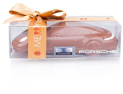 CHOCOLISSIMO - Auto aus Schokolade - Xmas Porsche 911 Carrera - Geschenk zu Nikolaus, Weihnachten - für Autoliebhaber, Kinder, Erwachsene, Männer, Papa, Partner, Jungs, Mann - lustige Geschenkidee