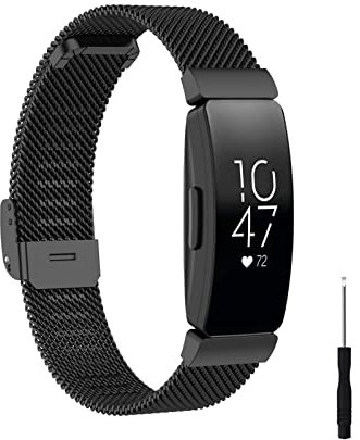 HYKEJI Ersatzarmband Kompatibel mit Fitbit Inspire 2 / Fitbit Inspire/Fitbit Inspire HR Armband für Damen/Herren, Ersatz Edelstahl Metall Armband für Fitbit Inspire 2 / Inspire/Inspire HR (A)