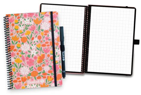 BAMBOOK Floral Notizbuch - A5 - Kariert, Wiederverwendbares Notizbuch, Notizblock, Reusable Notebook