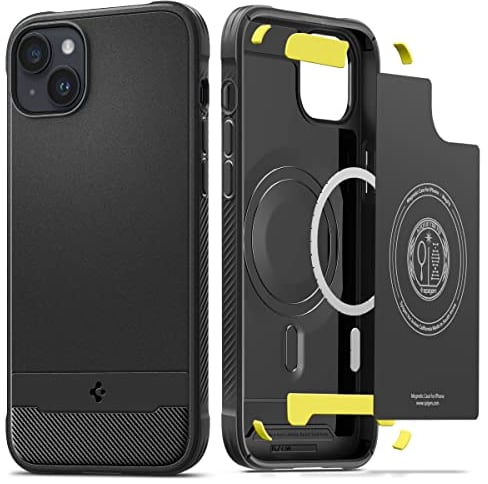 Spigen Rugged Armor MagFit Hülle Kompatibel mit iPhone 14 Plus -Matte Black, ACS04890