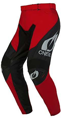 O'NEAL | Motocross-Hose | Enduro Motorrad | Strapazierfähige Denierstoffe, Leder-Hitzeschutz an beiden Knie-Innenseiten | Pants Mayhem Hexx V.24 | Erwachsene | Schwarz Rot | Größe 30