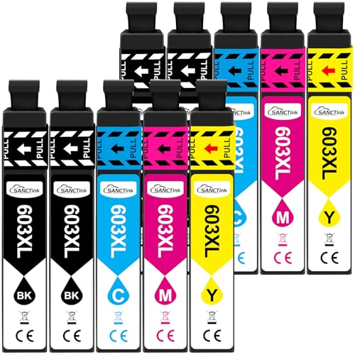 SANCTink 603 603XL Tintenpatrone Kompatible für Epson 603 603XL Druckerpatronen Multipack Patronen für Epson XP-3105 XP-3100 XP-2100 XP-2105 XP-4105 XP-4100 Workforce