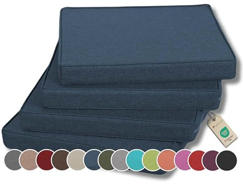 Gutekissen® Stuhlkissen Polsterauflage Auflage für Stühle/Bänke für Haus und Garten Sitzauflage Gartenkissen Sitzkissen viele Farben FK5 (50x50, Dunkelblau, 4)