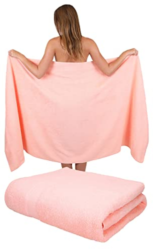 Betz 2 Stück Badetücher groß XXL Größe 100 x 200 cm Badetücher Saunatuch Palermo 100% Baumwolle Farbe apricot