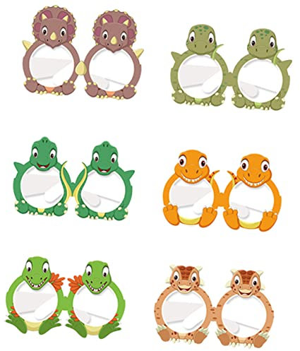 KOMBIUDA 6stücke Dinosaurier-partybrille Geburtstagsbrille Requisiten Kreative Brillenrahmen Aus Papier Leuchtende Farben Für Geburtstagsfeiern Hochzeitsfeiern Glow-Partys