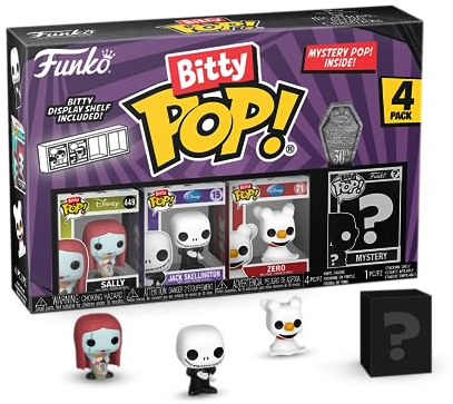 Funko Bitty Pop! The Nightmare Before Christmas - Sally 4PK - Sally, Jack Skellington, Zero Y una Minifigura Misteriosa Sorpresa - 0.9 Inch (2.2 Cm) Coleccionable- Repisa Apilable Incluida
