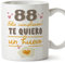 MUGFFINS Tazas 88 Cumpleaños - En Español - Te quiero un Huevo Regalo Amigos Novios Familiares - 11 oz / 330 ml - Regalo original y divertido