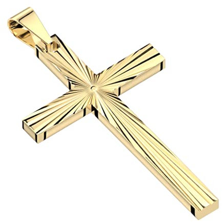 Bungsa Anhänger Kreuz mit Gravur Sternenexplosion aus Edelstahl Unisex