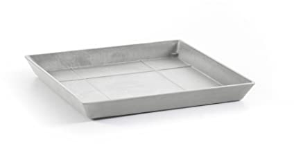 Ecopots Untersetzer für Blumentopf Rotterdam Weiß Grau - Außen 22 x 22 cm/Innen 19 x 19 cm - Unterteller für Pflanzentopf aus Recycling Kunststoff - Topfuntersetzer modern für Indoor und Outdoor