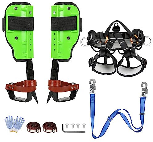 ZIAERKOR Tree Climbing Gear Non-Slip with Adjustable Climbing Belt, Tree Climbing Spikes for Tree Work Thickened Steel Professional Tools Arborist Climbing for Picking Fruit, Logging