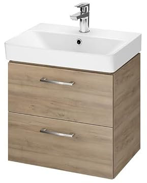 KOLMAN Badmöbel Set Badezimmerschrank Lara Mille Slim 50 mit Keramikwaschbecken (Nussbaum)