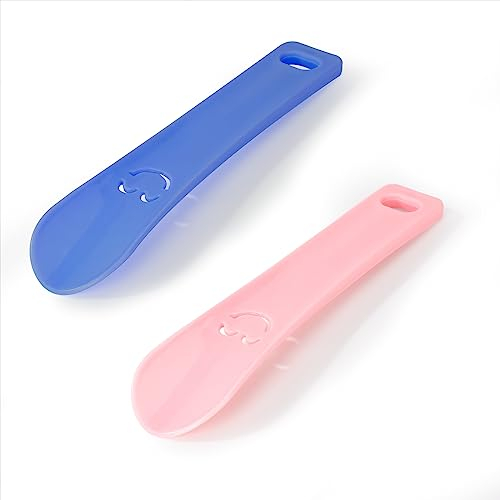 Chausse-Pied Enfant Chausse-pied en Plastique Chausse-pied Petit pour Enfants Homme Femme Maison Voyage 2 Pièces Bleu Rose