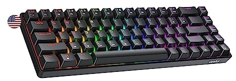 Geeky GK65 65% | Hot Swappable Mechanical Gaming Keyboard | 68 Keys Multi Color RGB LED Backlit for PC/Mac Gamer | ANSI US American Layout (Black, Mechanical Speed Yellow)