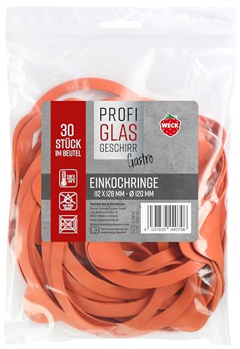Weck 76136 Lot de 30 joints en caoutchouc 112 x 128 mm Ø 120 mm, Orange