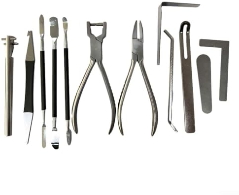 Saxophon-Reparatur-Werkzeug-Set, 12-teiliges Saxophon-Reparaturwerkzeug, Nivellierung, Gitarrenbauer, Saxophon, Flöte, Reparatur-Set mit Tasche für Saxophon, Klarinette