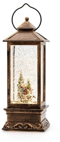 hellum LED Laterne, Schneekugel Weihnachten mit Motiv Eislaufpaar, 10x26cm leuchtende Weihnachtslaterne mit Schneegestöber batteriebetrieben, Beleuchtung Weihnachten, 150780