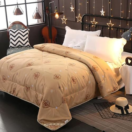 XHCTNN King Size Camel Hair Comforter - Soft Skin Friendly Quilted Quilt Core with Camel Hair Filling - Lightweight Warm Winter Quilt Home Decor Gift Box Packaging(A,150 * 200cm/1.5kg)