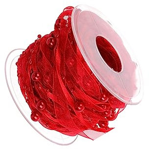 Dekoratives Perlenband für Hochzeiten 1 Rolle Rot, 1 Rolle