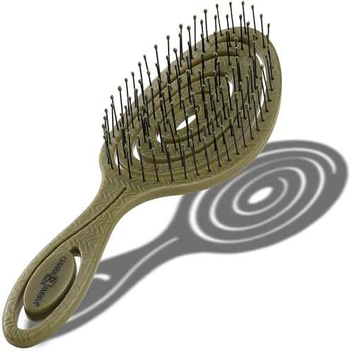 Chiara Ambra Haarbürste ohne Ziepen - Spiral Haar Bürste - Hair Brush Entwirrbürste - Detangler Bürste Extensions - Hairbrush lange Haare - Grün