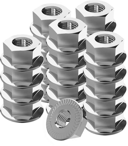 Offgridtec Dadi a flangia in acciaio inox M10 con dentatura di blocco, DIN 6923 A2 V2A, autobloccanti con filettatura interna metrica, fissaggio antiruggine per uso interno ed esterno, 25 pezzi