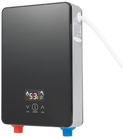Calentador de agua eléctrico pequeño, 6500 W, set de ducha, calentador de agua instantáneo, temperatura del agua precisa, impermeable, altura ajustable, seguridad