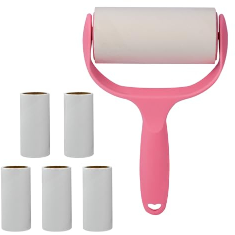 Shengxi Fusselrolle Extra Klebrige Fusselrolle mit Staubschutzhüllen Fusselrolle mit 6 Ersatzrolle für Entfernen Tierhaare Kleidung, Sofa, Bett, Katzenhaare und Hundehaare