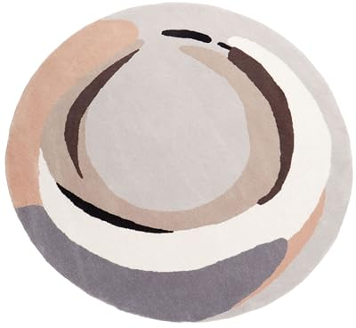 Beliani Teppich aus Wolle grau/weiß/beige bunt ⌀ 140 cm asymmetrische Form Sargodha