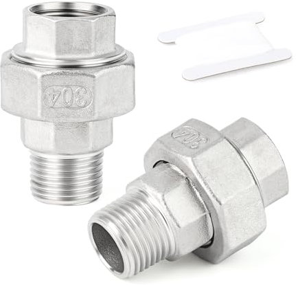 ERGAOBOY 2 PCS 304 Acciaio inox Unione，3/4 BSP maschio x 3/4 BSP femmina Raccordo per acqua/olio/gas