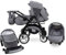 GaGaDumi Urbano Kinderwagen 3 in 1 Komplettset mit Autositz - Baby Stroller 3 in 1 TÜV - Kombikinderwagen 3 in 1 Komplettset Voll-Gummireifen - Grau Jeans