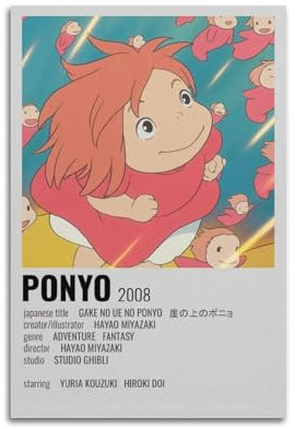 SZTIANCAI Ponyo Anime-Poster, Schlafzimmer, Wohnzimmer, Wanddekoration, Poster, Ästhetik, Art-Deco, 30 x 45 cm, ungerahmter Stil