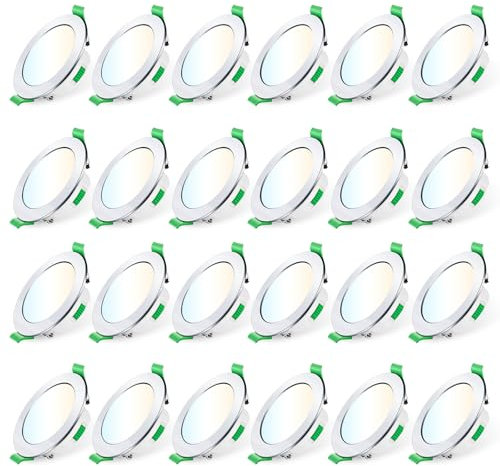 ALUSSO LED Einbaustrahler 230V Dimmbar 68mm 7W Ultra Flach IP44 LED Spots Warmweiß Neutralweiß Kaltweiß Deckenstrahler für Badezimmer Küche Wohnzimmer, Chrom, 24er Set