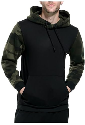 Ewleguzka Herren-Freizeitjacke mit Kapuze, langärmelig, Fleece, Kapuzenpullover, Sweatshirt, Camouflage-Druck, dünner, atmungsaktiver Mantel, Komfort, Herbstjacke, Outdoor, stilvoll, Basic,