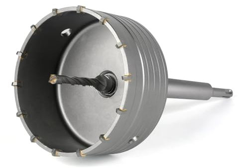 Sega a Tazza per Calcestruzzo BINOTA da 120 mm, con Punte da Carotaggio Circolare, Sega a Tazza, con Codolo SDS Plus, per Calcestruzzo, Cemento, Muri in Mattoni, Muratura