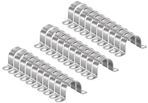sourcing map 10pcs 1 5/8 Inch 42mm Conduit Clamps, M42 U Tube Pipe Clamp, Stainless Steel Rigid Pipe Strap, U Shaped Bracket with Two Hole for Pipe Tube Hose Wire Cord,Thick