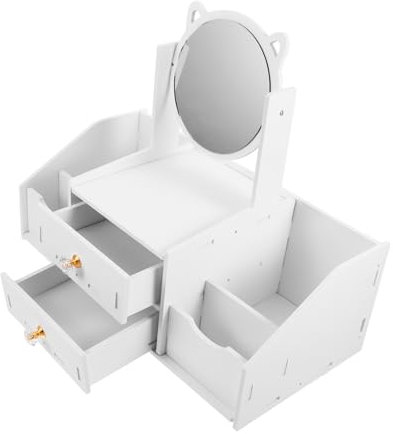BELLIFFY Desktop Organizer with Mirror Multi-functional Cosmetic Organizer for Vanity Includes Convenient for Skincare and Jewelry Elegant Design for Space-saving Storage