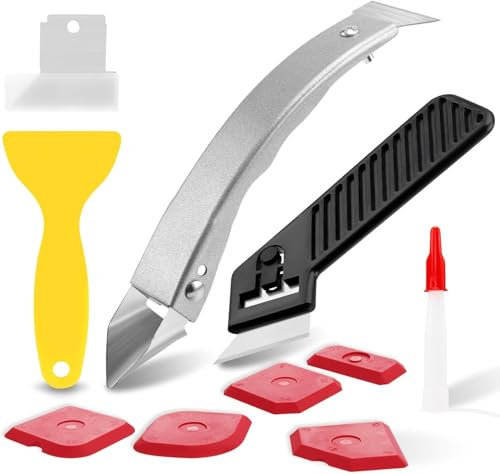 AIVORO Silikonentferner Werkzeug Set (11 Stück), Fugenkratzer Silikonfugenentferner, Silikon Abzieher mit Fugenglätter Silikonschaber zur Silikon Entfernung und Erneuerung von Acryl & Silikonfugen