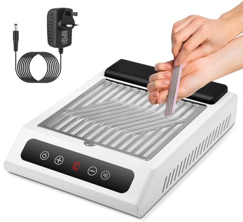 Nail Dust Collector, 80W Powerful Electric Nail Dust Extractor, Professional Nail Vacuum Cleaner Fan, Dust Suction Machine for Acrylic Nail Removal Nail Tech Nail Salon Artist Home Manicure, 10-Gear