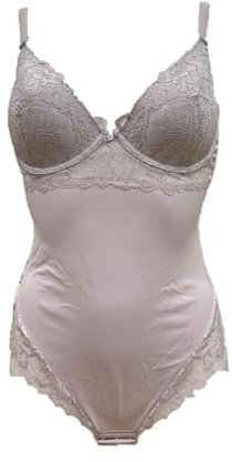 LORMAR Body donna con coppe foderate e ferretto, pizzo elasticizzato art. 03412l - 2, Cipria