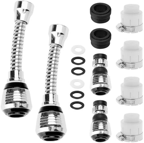 UOCAI 4 Piezas Extensión de Grifo, Boquilla de Grifo Flexible, Extensión de Grifo Giratoria 360°, 2 modos Aireador de Grifo Ajustable, Manguera de Grifo para Fregadero de Cocina