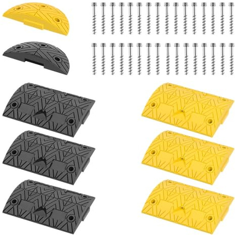 TMS PRO SHOP Bodenschwellen-Set 5-10 km/h, gelb/schwarz, 7,5 cm hoch, 340 cm, mit Betonschrauben, Art.-Nr. 611309 | Bremsschwelle | Temposchwelle | Fahrbahnschwelle