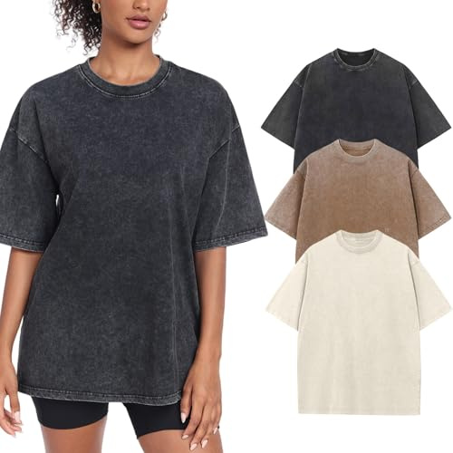 Oversized Tshirt for Damen Rundhals Kurzärmeliges Tops Casual Lockere Basic Sommer Tee Shirts Bluse