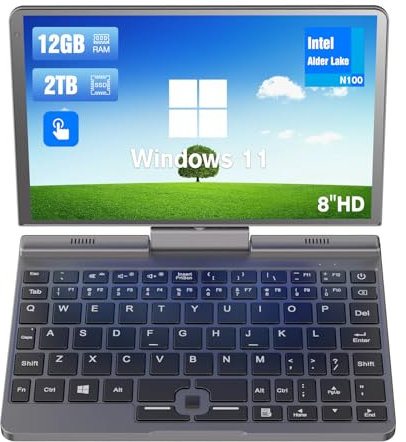 Yoga Tablet 2 in 1 Touch Screen Mini Gaming Laptop, 8 inch 12th Gen Alder Lake N100 Notebook, 12GB DDR5 128GB SSD, IPS, 1280 * 800HD, Wi-Fi6 BT5.2, Win 11