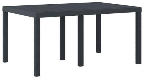 vidaXL Rechteckiger anthrazitfarbener Terrassentisch für 6 | Moderner synthetischer Kunststoff wetterfester Outdoor Esstisch 150x100cm einfache Pflege und stylisches Design Gartenmöbel UV-geschützt