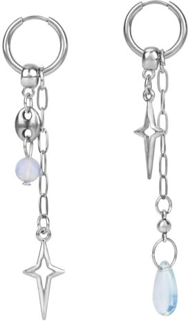 Mikovivi Tropfenförmige Spike Ohrringe, Silber Spike Stern Ohrringe Trendy Punk Grunge Ohrringes Gothic Schmuck Geschenke Emo Spiky Stern Ohrringes für Frauen