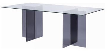 Vente-unique - Table à Manger 8 Personnes en Verre trempé - Transparent et Anthracite - BYLENA