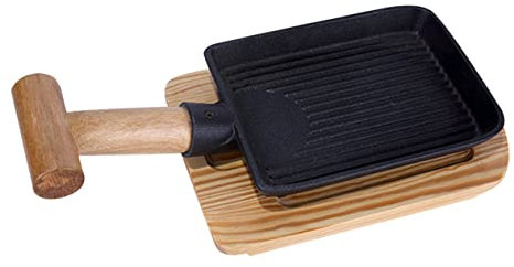 ULTECHNOVO Antihaft Bratpfanne Hochwertige Grillplatte Massivem Holzgriff für Induktionsherde Leicht und Tragbar für Küche