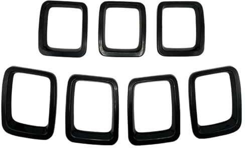 Nierengitter Grill Für Jeep Für Compass MP 2017–2020 7-teiliges Auto-Carbon-Grill-Einsätze ABS-Frontgrill-Abdeckungsrahmen Zierleisten-Kit Außenzubehör Auto-Nieren-Kühlergrill(Black)