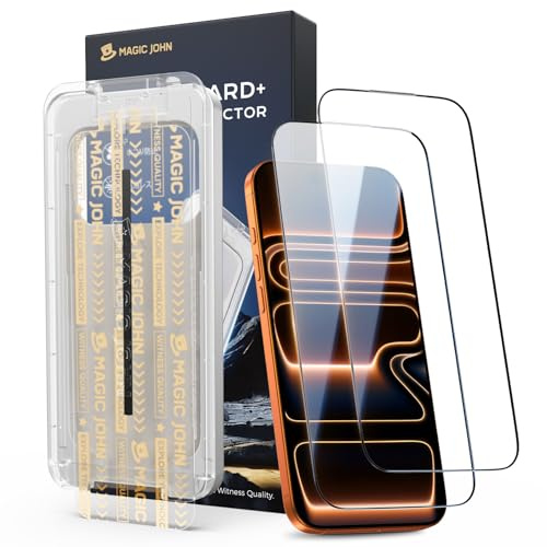 MAGIC JOHN 3rd Gen for iPhone 17 Pro Max Screen Protector, 2 Pack | 9H Tempered Glass, Easy Installation, Bubble Free, 1:1 Full Coverage, Auto Dust-Elimination, HD Clear, Anti Scratch