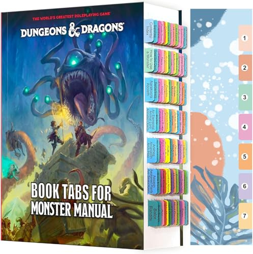 Index-Tabs für die Dungeons & Dragons 2024 Monster-Handbuch (Buch nicht im Lieferumfang enthalten), 96 D&D-Core-Regelbuch, farbcodierte, repositionierbare Tabs, laminiert, langlebig, mit